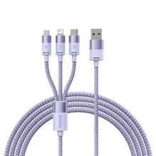 Заредете изображение във визуализатора на галерията – Baseus StarSpeed 3in1 cable USB-A - Micro-USB / Lightning / USB-C 3.5A 1.2m purple
