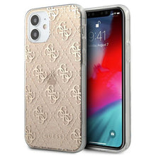 Заредете изображение във визуализатора на галерията – Guess GUHCP12SPCU4GLGO iPhone 12 mini 5,4" złoty/gold hard case 4G Glitter - TopMag
