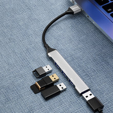 Заредете изображение във визуализатора на галерията – Dudao HUB 4in1 USB-A - 4x USB-A (3 x USB2.0 / USB3.0) 6.3cm black (A16B)
