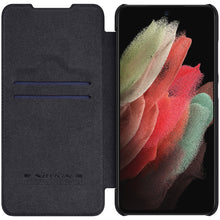 Заредете изображение във визуализатора на галерията – Nillkin Qin original leather case cover for Samsung Galaxy S21 FE black - TopMag
