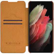 Заредете изображение във визуализатора на галерията – Nillkin Qin original leather case cover for Samsung Galaxy S21 FE brown - TopMag

