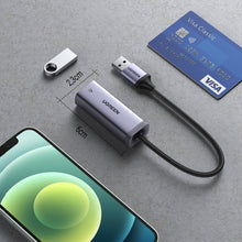 Заредете изображение във визуализатора на галерията – Ugreen external network adapter RJ45 - USB 3.2 Gen 1 (1000 Mbps / 1 Gbps) Gigabit Ethernet gray (CM483 40321) - TopMag
