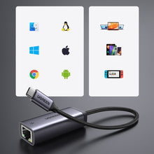 Заредете изображение във визуализатора на галерията – Ugreen external USB Type C network adapter - RJ45 1Gbps (1000Mbps) gray (40322 CM483) - TopMag
