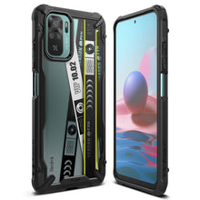 Заредете изображение във визуализатора на галерията – Ringke Fusion X Design durable PC Case with TPU Bumper for Xiaomi Redmi Note 10 / Redmi Note 10S black (Ticket band) (XDXI0029) - TopMag
