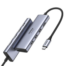 Заредете изображение във визуализатора на галерията – Ugreen multi-functional HUB USB Type C - 3x USB 3.2 Gen 1 / HDMI 4K 60Hz / SD and TF card reader gray (60383 CM511) - TopMag
