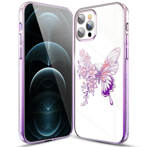 Kingxbar Butterfly Series shiny case decorated with original Swarovski crystals iPhone 12 Pro Max pink - TopMag