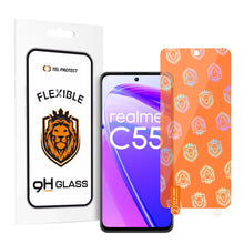 Заредете изображение във визуализатора на галерията – Tel Protect Best Flexible Hybrid Tempered Glass for REALME C55

