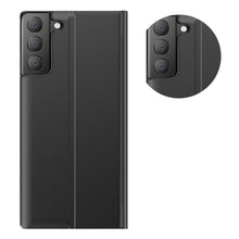Заредете изображение във визуализатора на галерията – Sleep Case Bookcase Type Case with Smart Window for Samsung Galaxy S21 FE black - TopMag

