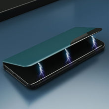 Заредете изображение във визуализатора на галерията – Eco Leather View Case elegant bookcase type case with kickstand for Samsung Galaxy S21 FE black - TopMag
