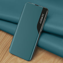 Заредете изображение във визуализатора на галерията – Eco Leather View Case elegant bookcase type case with kickstand for Samsung Galaxy S21 FE black - TopMag
