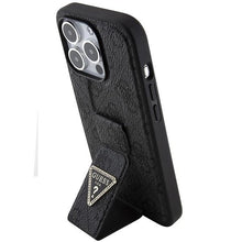 Заредете изображение във визуализатора на галерията – Guess Grip Stand 4G Triangle Strass case for iPhone 15 Pro Max - black
