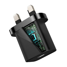 Заредете изображение във визуализатора на галерията – Baseus Super Si 1C fast wall charger USB Type C 20W UK Power Delivery black (CCSUP-K01) - TopMag
