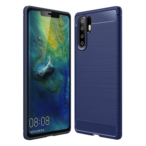 Carbon Case Flexible Cover TPU Case for Huawei P30 Pro blue