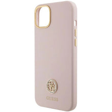 Заредете изображение във визуализатора на галерията – Guess Silicone Logo Strass 4G Case for iPhone 15 Plus / 14 Plus - Light Pink
