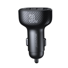 Заредете изображение във визуализатора на галерията – Joyroom JR-CCD04 30W 2x USB-C USB-A car charger with display - black
