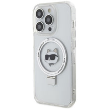 Заредете изображение във визуализатора на галерията – Original Pouch KARL LAGERFELD Ring Stand Choupette Head MagSafe KLHMP15XHMRSCHH for Iphone 15 Pro Max White

