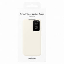 Заредете изображение във визуализатора на галерията – Samsung Smart View Wallet Case for Samsung Galaxy S23 Cover with Smart Flip Window Card Wallet Cream (EF-ZS911CUEGWW)
