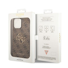 Заредете изображение във визуализатора на галерията – Original Case GUESS 4G Big Metal Logo GUHCP15L4GMGBR for Iphone 15 Pro brown
