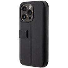 Заредете изображение във визуализатора на галерията – Case BMW BMBKP14L22RDPK iPhone 14 Pro 6.1" black/black bookcase Leather Textured&amp;Stripe
