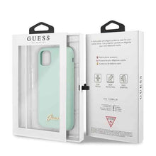 Заредете изображение във визуализатора на галерията – Guess GUHCN58LSLMGG iPhone 11 Pro zielony/green hard case Silicone Vintage Gold Logo
