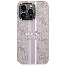 Заредете изображение във визуализатора на галерията – Original Case GUESS 4G Printed Stripes MagSafe GUHMP15LP4RPSP for Iphone 15 Pro pink
