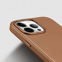 Заредете изображение във визуализатора на галерията – Dux Ducis Grit Leather Case for iPhone 14 Pro Elegant Faux Leather Cover (MagSafe Compatible) Brown
