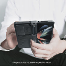 Заредете изображение във визуализатора на галерията – Nillkin CamShield Pro Case (suit) for Samsung Galaxy Z Fold 4 cover with camera cover stand blue
