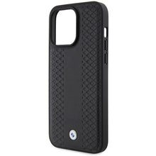 Заредете изображение във визуализатора на галерията – BMW Leather Diamond Pattern case for iPhone 15 Pro Max - black
