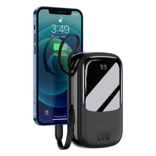 Заредете изображение във визуализатора на галерията – Baseus Qpow powerbank 20000mAh USB / USB Type C / built-in Lightning 20W Quick Charge cable SCP AFC FCP black (PPQD-H01) - TopMag
