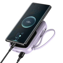 Заредете изображение във визуализатора на галерията – Baseus Qpow powerbank 20000mAh USB / USB Type C / built-in Lightning 20W Quick Charge cable SCP AFC FCP purple (PPQD-H05) - TopMag
