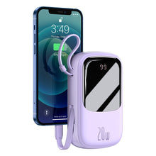 Заредете изображение във визуализатора на галерията – Baseus Qpow powerbank 20000mAh USB / USB Type C / built-in Lightning 20W Quick Charge cable SCP AFC FCP purple (PPQD-H05) - TopMag
