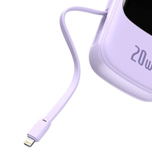 Заредете изображение във визуализатора на галерията – Baseus Qpow powerbank 20000mAh USB / USB Type C / built-in Lightning 20W Quick Charge cable SCP AFC FCP purple (PPQD-H05) - TopMag
