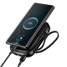 Заредете изображение във визуализатора на галерията – Baseus Qpow powerbank 20000mAh USB / USB Type C / built-in USB cable Type C 22.5W Quick Charge SCP AFC FCP black (PPQD-I01) - TopMag
