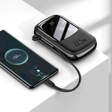 Заредете изображение във визуализатора на галерията – Baseus Qpow powerbank 20000mAh USB / USB Type C / built-in USB cable Type C 22.5W Quick Charge SCP AFC FCP black (PPQD-I01) - TopMag
