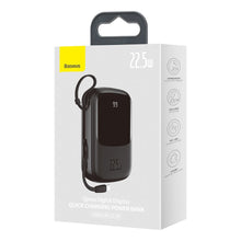 Заредете изображение във визуализатора на галерията – Baseus Qpow powerbank 20000mAh USB / USB Type C / built-in USB cable Type C 22.5W Quick Charge SCP AFC FCP black (PPQD-I01) - TopMag
