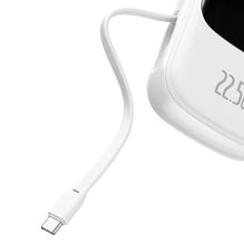 Заредете изображение във визуализатора на галерията – Baseus Qpow powerbank 20000mAh USB / USB Type C / built-in USB cable Type C 22.5W Quick Charge SCP AFC FCP white (PPQD-I02) - TopMag
