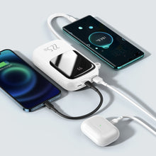 Заредете изображение във визуализатора на галерията – Baseus Qpow powerbank 20000mAh USB / USB Type C / built-in USB cable Type C 22.5W Quick Charge SCP AFC FCP white (PPQD-I02) - TopMag
