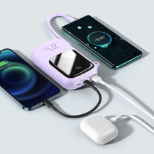 Заредете изображение във визуализатора на галерията – Baseus Qpow powerbank 20000mAh USB / USB Type C / built-in USB cable Type C 22.5W Quick Charge SCP AFC FCP purple (PPQD-I05) - TopMag
