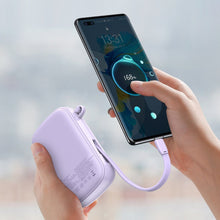 Заредете изображение във визуализатора на галерията – Baseus Qpow powerbank 20000mAh USB / USB Type C / built-in USB cable Type C 22.5W Quick Charge SCP AFC FCP purple (PPQD-I05) - TopMag
