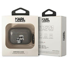 Заредете изображение във визуализатора на галерията – Karl Lagerfeld KLAPHNKCTGK Airpods Pro cover black/black Gliter Karl&amp;Choupette
