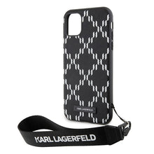 Заредете изображение във визуализатора на галерията – Original Pouch KARL LAGERFELD Saffiano Monogram Losange KLHCN61SAKLMBSK for Iphone 11/ Xr Black
