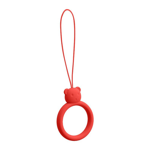A silicone lanyard for a phone bear ring on a finger red - TopMag