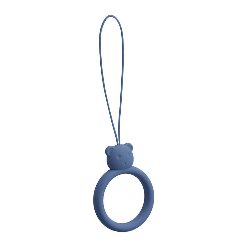 A silicone lanyard for a phone bear ring on a finger dark blue - TopMag