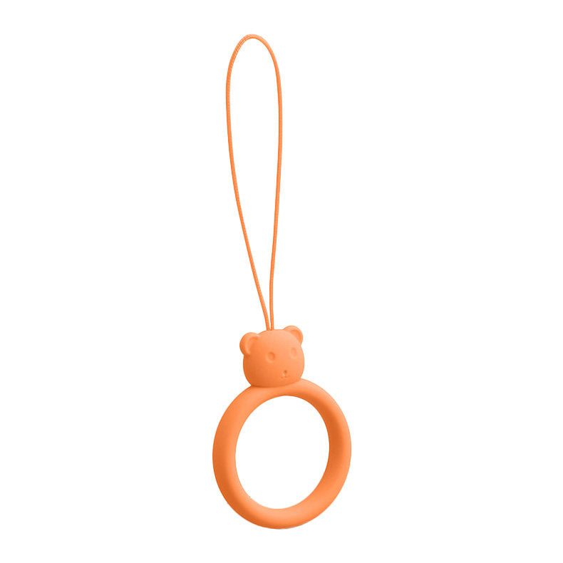 A silicone lanyard for a phone bear ring on a finger orange - TopMag