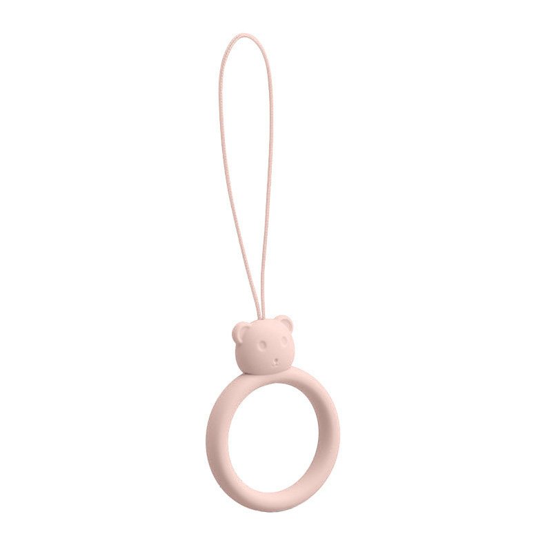 A silicone lanyard for a phone bear ring on a finger pink - TopMag