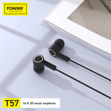 Заредете изображение във визуализатора на галерията – Foneng Earphones T57 with microphone black
