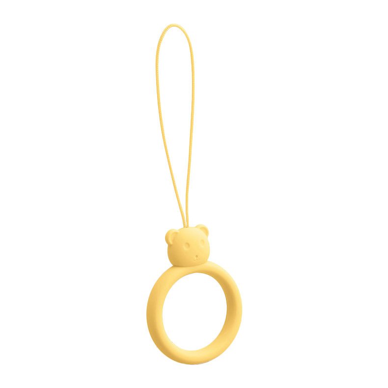 A silicone lanyard for a phone bear ring on a finger yellow - TopMag