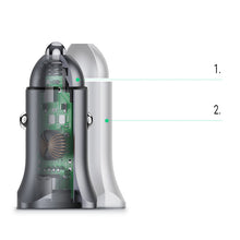 Заредете изображение във визуализатора на галерията – Ugreen car charger USB Type C / USB 24W Power Delivery Quick Charge gray (30780) - TopMag

