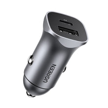 Заредете изображение във визуализатора на галерията – Ugreen car charger USB Type C / USB 24W Power Delivery Quick Charge gray (30780) - TopMag
