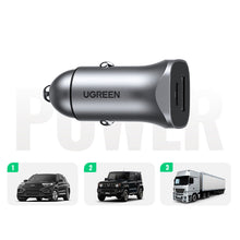 Заредете изображение във визуализатора на галерията – Ugreen car charger USB Type C / USB 24W Power Delivery Quick Charge gray (30780) - TopMag
